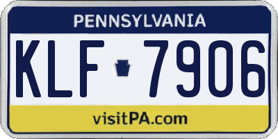 PA license plate KLF7906