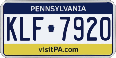 PA license plate KLF7920