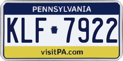 PA license plate KLF7922