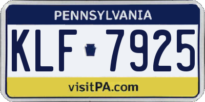 PA license plate KLF7925