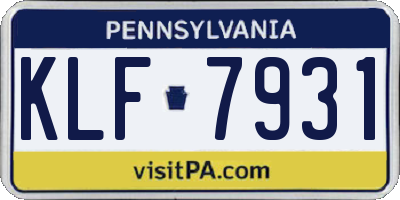 PA license plate KLF7931