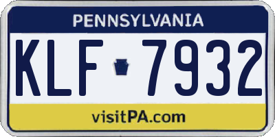 PA license plate KLF7932