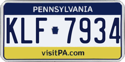 PA license plate KLF7934