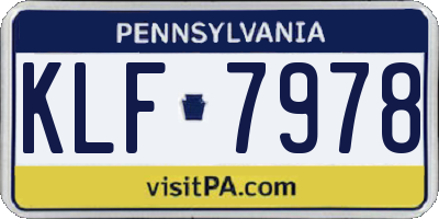 PA license plate KLF7978