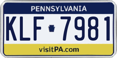 PA license plate KLF7981
