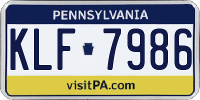 PA license plate KLF7986