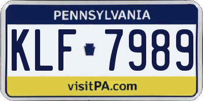 PA license plate KLF7989