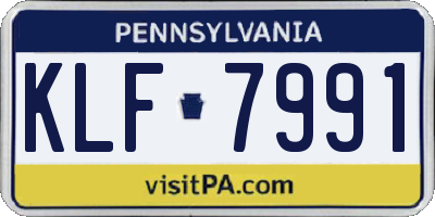 PA license plate KLF7991