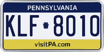 PA license plate KLF8010