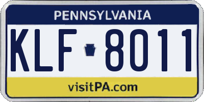 PA license plate KLF8011