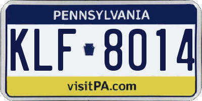 PA license plate KLF8014