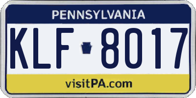 PA license plate KLF8017