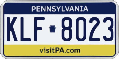 PA license plate KLF8023