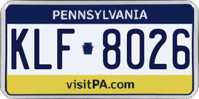 PA license plate KLF8026