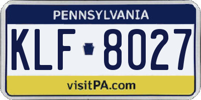 PA license plate KLF8027