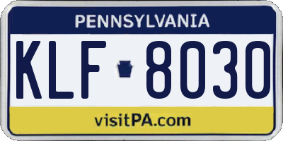 PA license plate KLF8030