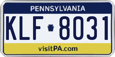 PA license plate KLF8031