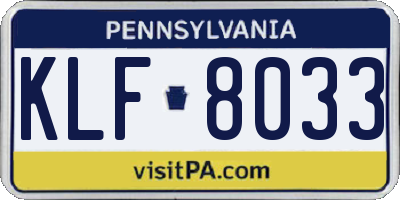 PA license plate KLF8033