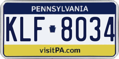 PA license plate KLF8034
