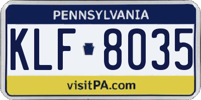 PA license plate KLF8035