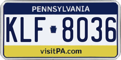 PA license plate KLF8036