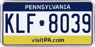 PA license plate KLF8039