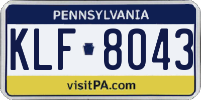 PA license plate KLF8043