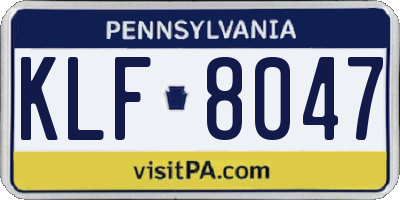 PA license plate KLF8047