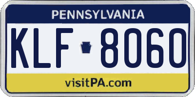PA license plate KLF8060