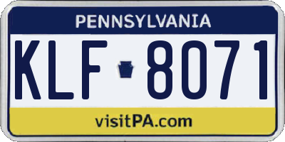 PA license plate KLF8071