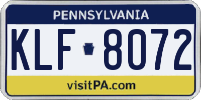 PA license plate KLF8072