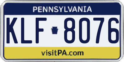 PA license plate KLF8076