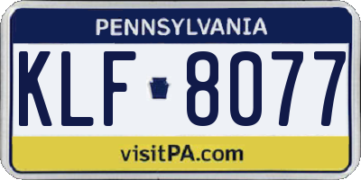 PA license plate KLF8077