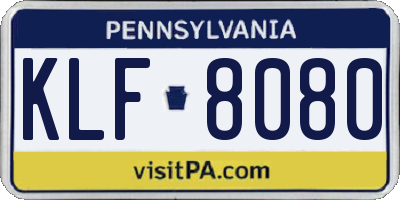 PA license plate KLF8080
