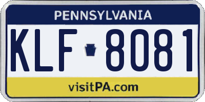 PA license plate KLF8081