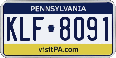 PA license plate KLF8091