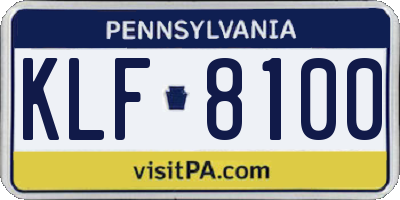 PA license plate KLF8100