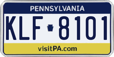 PA license plate KLF8101