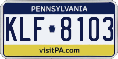 PA license plate KLF8103