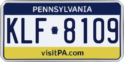 PA license plate KLF8109