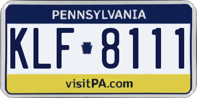 PA license plate KLF8111