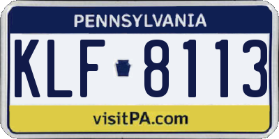 PA license plate KLF8113