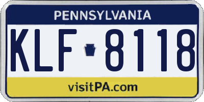 PA license plate KLF8118