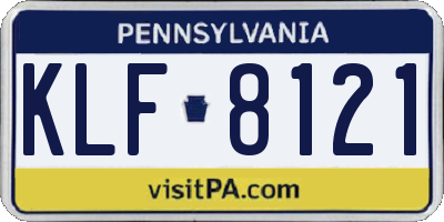 PA license plate KLF8121