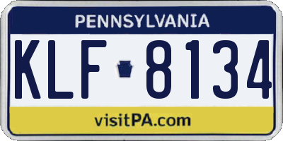 PA license plate KLF8134