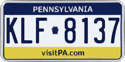 PA license plate KLF8137