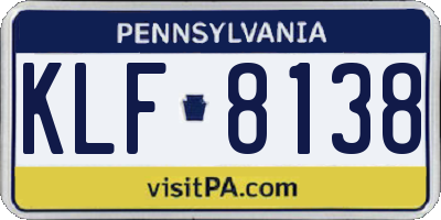 PA license plate KLF8138