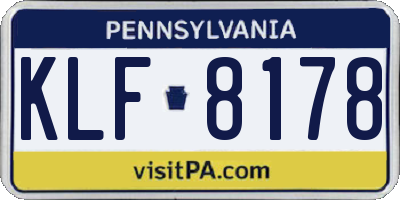 PA license plate KLF8178