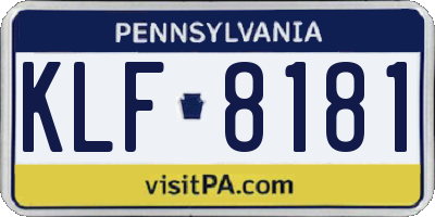 PA license plate KLF8181