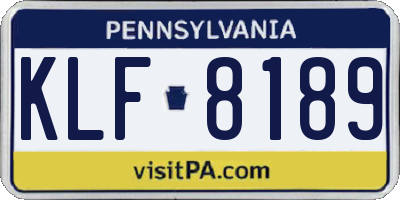 PA license plate KLF8189
